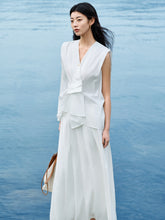 Women's Asymmetrical Pleated Oversized Blouse